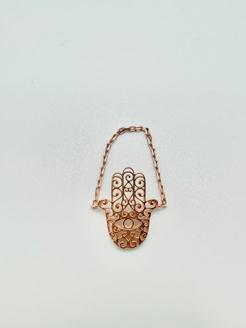 18k Rose Gold Hamsa Chain Ring